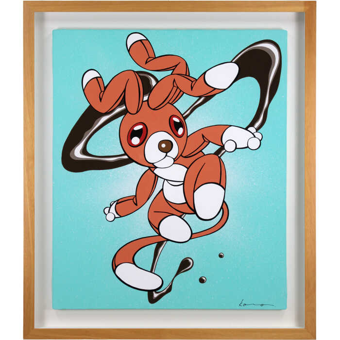 北海道画廊 楽天市場店の絵画 今野剛秀 アクリル画 『LSDxx#2 WATER BLOWS II』 キャラクター 現代アート ポップ 可愛らしい 明るい 爽やか 生き生き 美術品 アート こんのたけひで｜アングル2