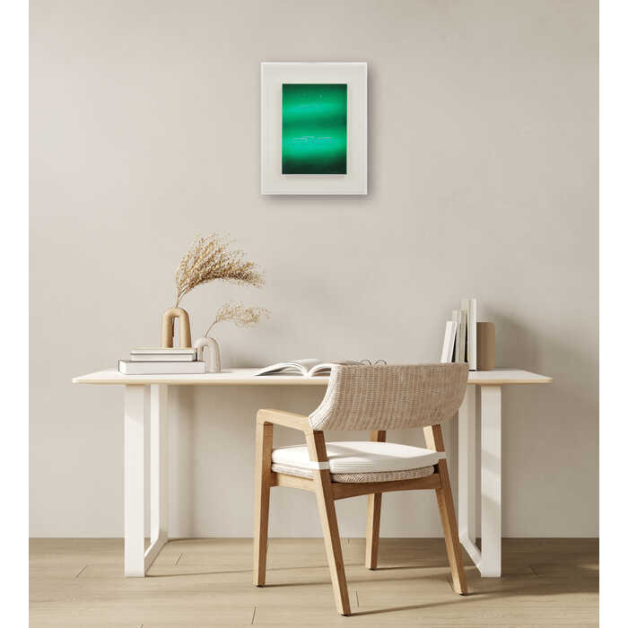 絵画 藤沢彦二郎 アクリル画 『長く続く遊歩道』 道 灯 夜 現代アート 幻想的 渡世 静謐 美術品 アート ふじさわひこじろう