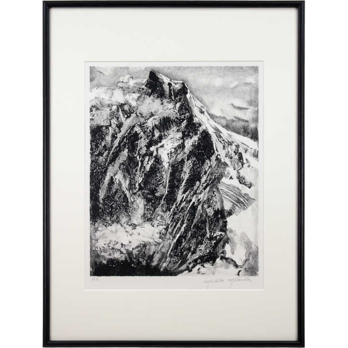 絵画 増田誠 リトグラフ 版画 『ユングフラウ』 山 自然 雪 雲 風景 外国風景 美術...