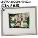 絵画 ボネック兄弟 リトグラフ 版画 『鳥』 家 庭 猫 風景 鳥 外国風景 カラフル 優しい 明るい 温もり 美術品 アート ぼねっくきょうだい