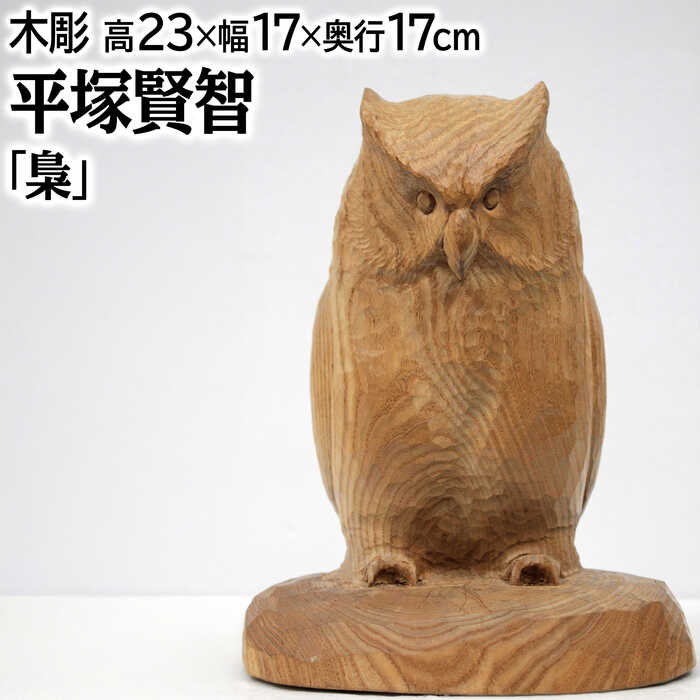 平塚賢智 木彫り 『梟』 鳥 明るい 温もり 生き生き 穏やか 美術品 アート ひらつかけんち