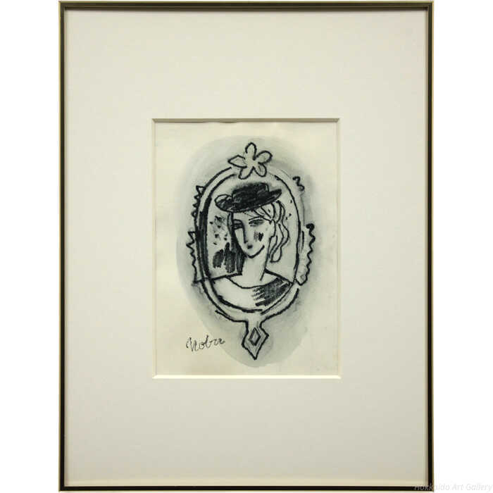 八木伸子 水彩画 『鏡の女』 一点物 絵画