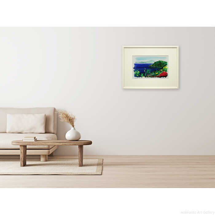 石岡剛 アクリル画 『十和田湖にて』 絵画