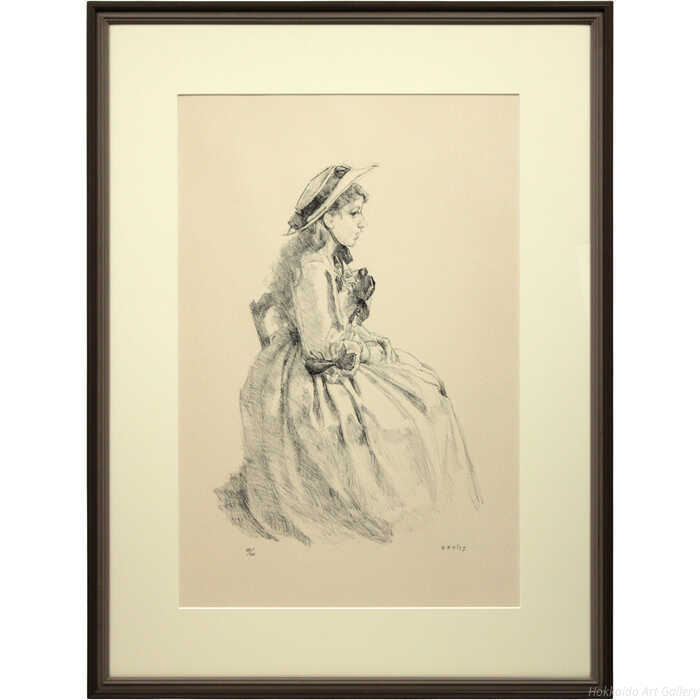 小磯良平 リトグラフ 版画 『ドレスの女』 絵画