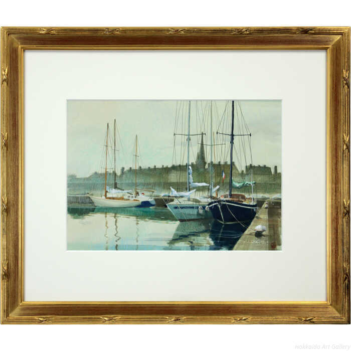 森下武 水彩画 『ヨットハーバー』 一点物 絵画