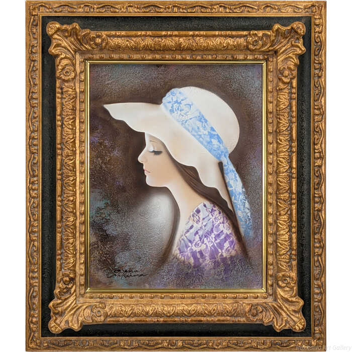 Rakuten - 中原脩 油絵・油彩画 『帽子の女』 一点物 絵画