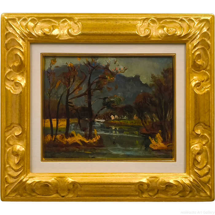 中村善策 油絵・油彩画 『時雨るる大沼』 一点物 絵画