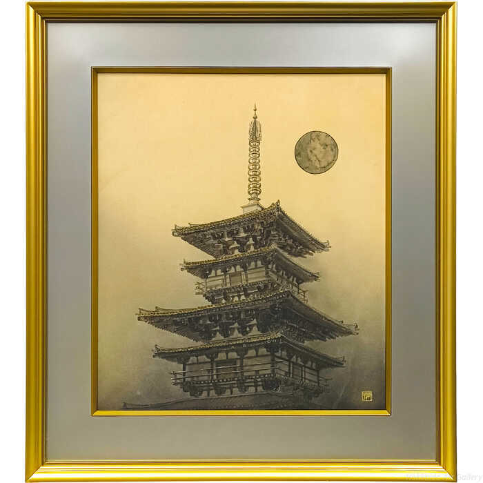 Mountains and Water - 仁礼郁子 日本画 『薬師寺東塔』 一点物 絵画