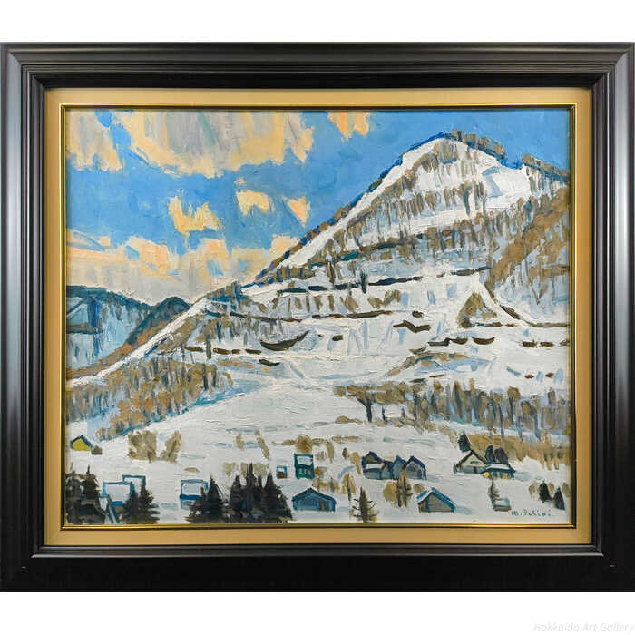 一木万寿三 油絵・油彩画 『三角山立春』 一点物 絵画