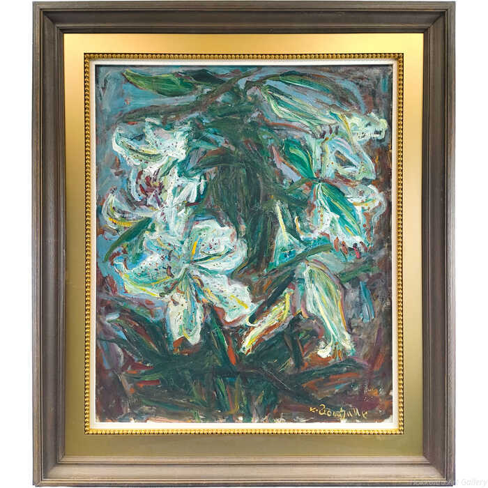 乐天商城 - 上野山清貢 油絵・油彩画 『山百合』 一点物 絵画