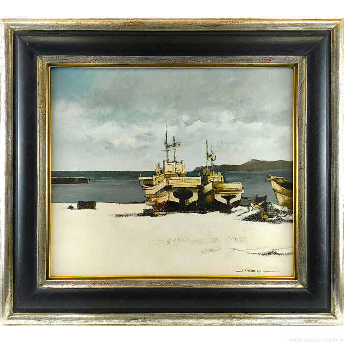 樂天商城 - 生田信行 油絵・油彩画 『冬の浜 江差』 一点物 絵画