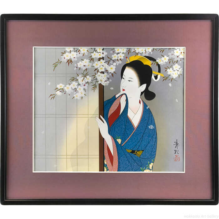 宮下壽紀 木版画 『春の宵』 絵画