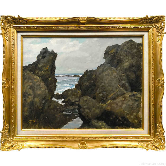 山岸正巳 油絵・油彩画 『海岸』 一点物 絵画