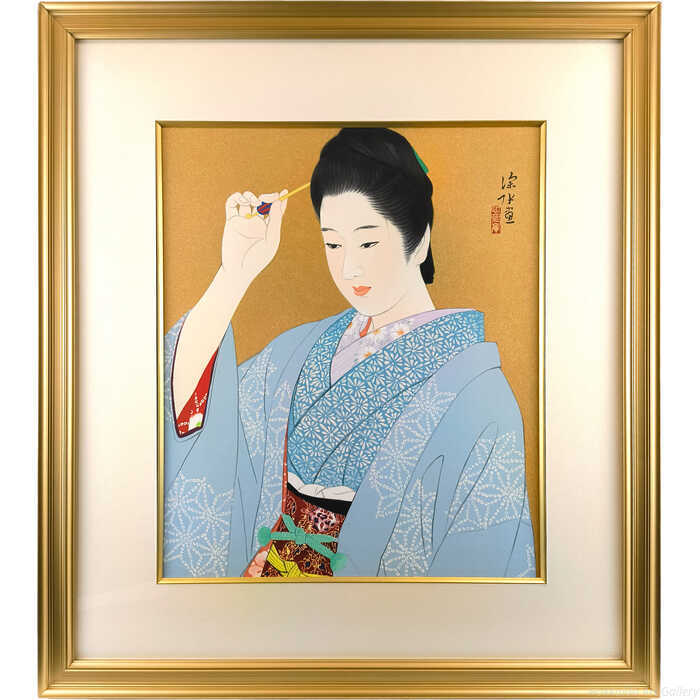 伊東深水 リトグラフ 版画 『夜会巻』 絵画