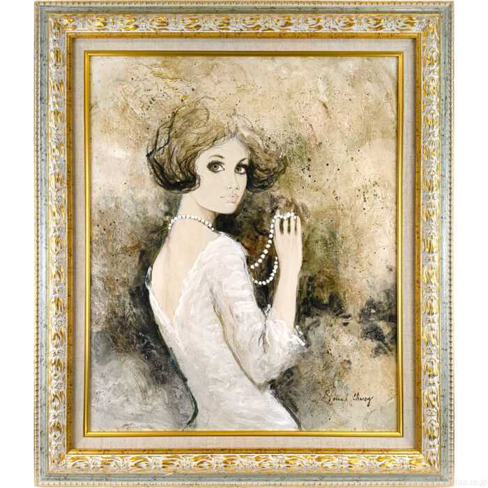 Rakuten - ベルナール・シャロワ 油絵・油彩画 『真珠のネックレス』 一点物 絵画