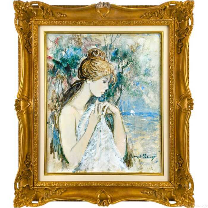 Rakuten - ベルナール・シャロワ 油絵・油彩画 『湯上がり』 一点物 絵画