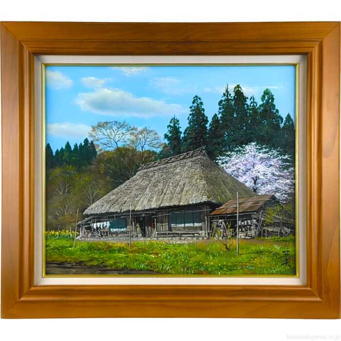 乐天商城 - 雨宮英夫 油絵・油彩画 『民家訪春』 一点物 絵画