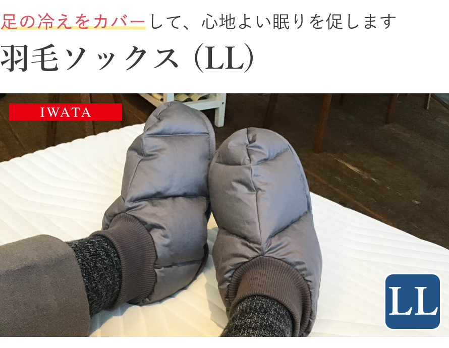 楽天HOMES　interior／gift羽毛ソックス （LL）【IWATA】【イワタ】【ねむりのおみせ】【あったか】【ギフト】送料無料 iwata ダウン 冷え性 寝具 温活 アイテム グッズ ぽかぽか 靴下 足 ギフト プレゼント 寒さ対策