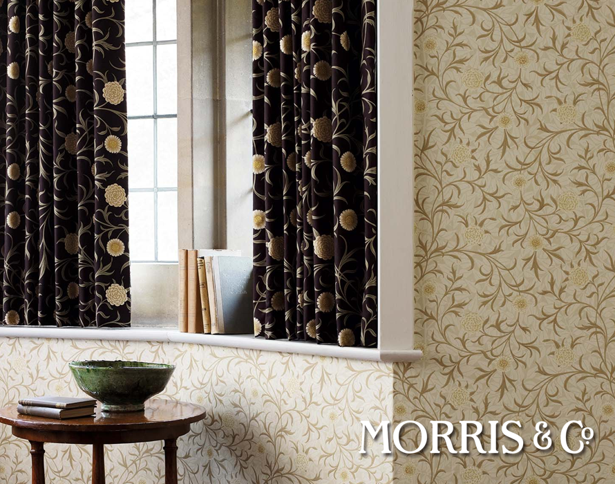 William Morris archive printスクロール scroll【輸入ファブリック】【イギリス製】【1M単位カット販売可】【海外取寄品】ウィリアムモリス 生地