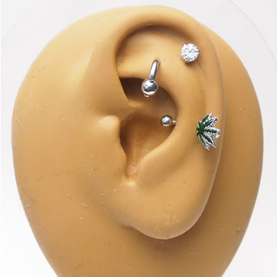 へそピアス 16G バナナバーベル ボディピアス マリファナ ヘソピアス へそピ ヘソピ ボディーピアス ボディピ サージカルステンレス アレルギー 02P07Feb16 ポイント消化 消費