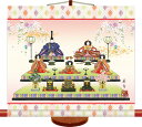 ミニ掛け軸ひな祭り-段飾り雛/伊藤 香旬(樹脂製飾りスタンド付き)コンパクトサイズの掛軸