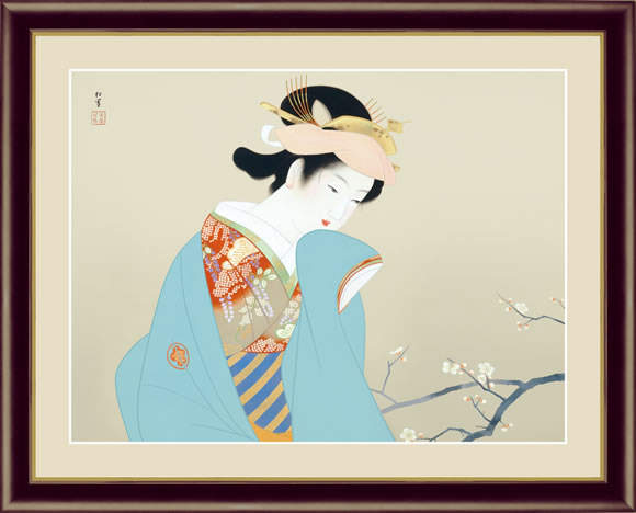 春芳(しゅんぽう) 明治の京都下京に生まれ育った女流画家。「一点の卑俗なところもなく清澄な感じのする香り高い珠玉のような絵」、「真・善・美の極致に達した本格的な美人画」を念願として女性を描き続けた。1948年（昭和23年）女性として初めて文化勲章を受章。 ◆サイズ：52×42cm（額サイズ） ◆本紙：新絹本 ◆額／木製（前面アクリルカバー） ◆高精細巧芸画 ※受注制作・取寄せのため1週間程度（土・日・祝を除く）の日数をいただきます。 ※一部商品につきましては、在庫出荷あるいはメーカー直送でお届けいたします。 ※期日指定がある場合は、事前にお問合せをお願いいたします。 送料無料サービス中♪日本の美術界をリードした巨匠たちの作品をより多くの美術愛好家にご紹介し、その素晴らしさに触れていただくため、皆様にお手頃なお値段でお届けできるよう高精細巧芸制作技術を用いて完成させました。 商品番号 G4-BN033 春芳(しゅんぽう)/上村松園 名画と向き合いながら暮らす贅沢〜ちょっとした心遣いで、住まいの空間は息づく〜 ◆サイズ：52×42cm（額サイズ） ◆本紙：新絹本 ◆額／木製（前面アクリルカバー） ◆高精細巧芸画 ※受注制作・取寄せのため1週間程度（土・日・祝を除く）の日数をいただきます。 ※一部商品につきましては、在庫出荷あるいはメーカー直送でお届けいたします。 ※期日指定がある場合は、事前にお問合せをお願いいたします。 送料無料サービス中♪ 上村松園(1875-1949) 明治の京都下京に生まれ育った女流画家。「一点の卑俗なところもなく清澄な感じのする香り高い珠玉のような絵」、「真・善・美の極致に達した本格的な美人画」を念願として女性を描き続けた。1948年（昭和23年）女性として初めて文化勲章を受章。