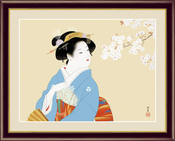 花下美人（かかびじん） 明治の京都下京に生まれ育った女流画家。「一点の卑俗なところもなく清澄な感じのする香り高い珠玉のような絵」、「真・善・美の極致に達した本格的な美人画」を念願として女性を描き続けた。1948年（昭和23年）女性として初めて文化勲章を受章。 ◆サイズ：52×42cm（額サイズ） ◆本紙：新絹本 ◆額／木製（前面アクリルカバー） ◆高精細巧芸画 ※受注制作・取寄せのため1週間程度（土・日・祝を除く）の日数をいただきます。 ※一部商品につきましては、在庫出荷あるいはメーカー直送でお届けいたします。 ※期日指定がある場合は、事前にお問合せをお願いいたします。 送料無料サービス中♪日本の美術界をリードした巨匠たちの作品をより多くの美術愛好家にご紹介し、その素晴らしさに触れていただくため、皆様にお手頃なお値段でお届けできるよう高精細巧芸制作技術を用いて完成させました。 商品番号 G4-BN036 花下美人（かかびじん）/上村松園 名画と向き合いながら暮らす贅沢〜ちょっとした心遣いで、住まいの空間は息づく〜 ◆サイズ：52×42cm（額サイズ） ◆本紙：新絹本 ◆額／木製（前面アクリルカバー） ◆高精細巧芸画 ※受注制作・取寄せのため1週間程度（土・日・祝を除く）の日数をいただきます。 ※一部商品につきましては、在庫出荷あるいはメーカー直送でお届けいたします。 ※期日指定がある場合は、事前にお問合せをお願いいたします。 送料無料サービス中♪ 上村松園(1875-1949) 明治の京都下京に生まれ育った女流画家。「一点の卑俗なところもなく清澄な感じのする香り高い珠玉のような絵」、「真・善・美の極致に達した本格的な美人画」を念願として女性を描き続けた。1948年（昭和23年）女性として初めて文化勲章を受章。