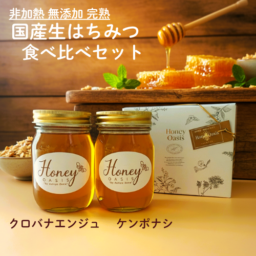 国産はちみつ食べ比べ 500g2本セット 1000gケンポナシ クロバナエンジュ 完熟 国産 生はちみつ はちみ..