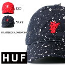 ハフ キャップ メンズ HUF ハフ HUF 2018 SUMMER SPLATTED BLEACH CURVED CAP ハフ スプレー ブリーチ 6パネル キャップ 帽子 もてる SUP スケート ストリート 帽子 メンズ レディース 男女兼用 しっかりボディー モードストリート ペンキ 飛ばし あす楽