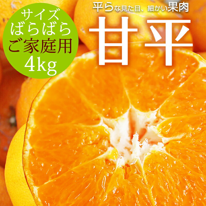 送料無料 甘平 家族想い(家庭用) サイズばら 4kg ◆ 愛媛県 大三島 お取り寄せ 国産 みかん 蜜柑 柑橘 愛媛みかん 果物 フルーツ 訳あり わけあり グルメ