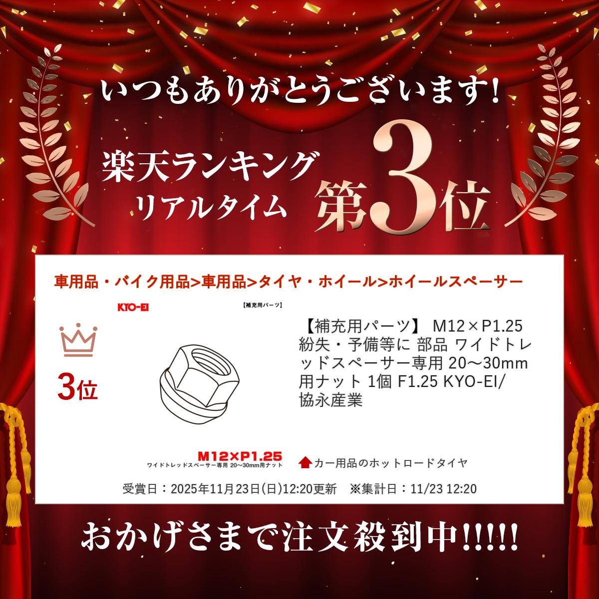 �ڳ�ŷ��󥭥󥰼��ޡ� ���佼�ѥѡ��ġ� M12��P1.25 ʶ����ͽ������ ���� �磻�ɥȥ�åɥ��ڡ��������� 20��30mm�ѥʥå� 1�� F1.25 KYO-EI/���ʻ���