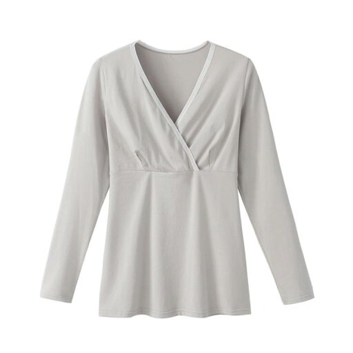 送料無料 授乳インナー クロスオープン マタニティインナー 長袖 ママシャツ 授乳服 下着 肌着 マタニティウェア 無地 妊娠服 マタニティ トップス カップ付き 重ね着 長袖シャツ 春 秋冬 カシュクール 伸縮性 産前 産後