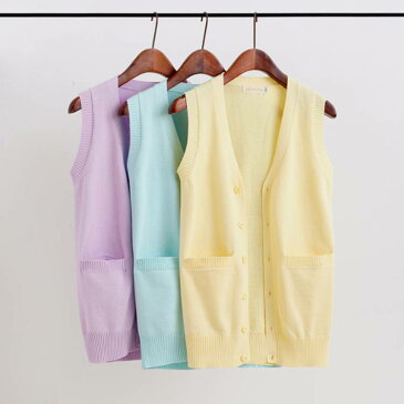 全9色! 制服 スクール ニットベスト 前開き ノースリーブ ニットトップス セーター 学生 制服 秋冬 卒業式 入学式 Vネック ポケット付き 無地 大きいサイズ 中学生 高校生 通学 男の子 女の子 薄手 春