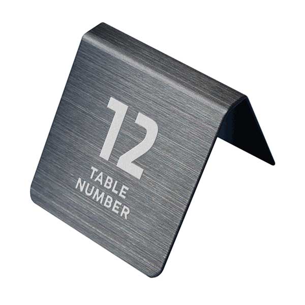 〈ブラックステンレス製〉【テーブルサイン（両面）】「テーブルナンバー」カウンタープレート。《表札工房あかり》
