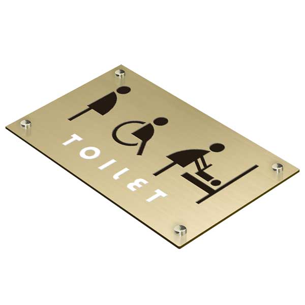 〈真鍮製〉【トイレプレート（業務用大判サイズ）】（250mm×150mmシリーズ）腐蝕、焼付塗装の本格的銘..
