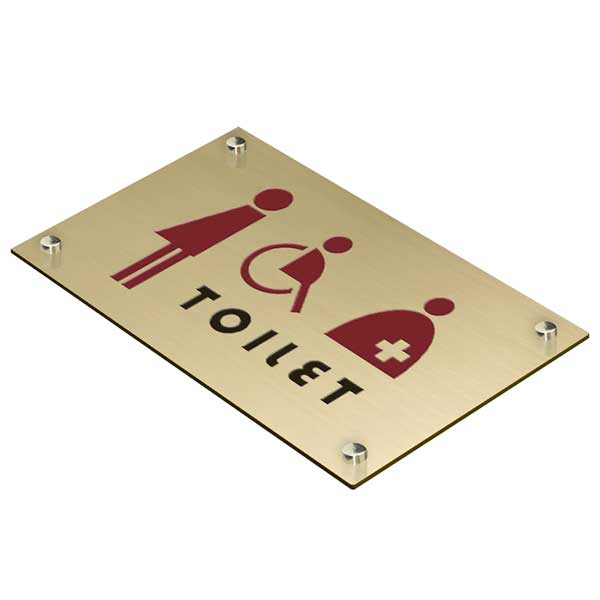 〈真鍮製〉【トイレプレート（業務用大判サイズ）】（250mm×150mmシリーズ）腐蝕、焼付塗装の本格的銘..