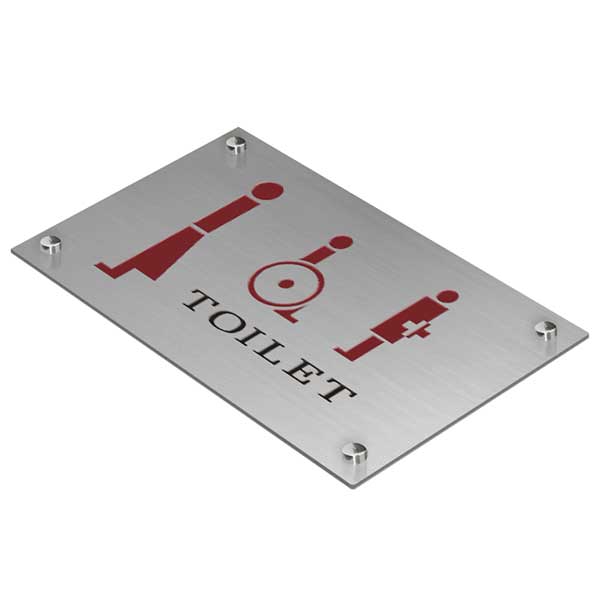 〈ステンレス製〉【トイレプレート（大きいサイズ250mm×150mmシリーズ）】腐蝕、焼付け塗装の本格的高級銘板。《表札工房あかり》