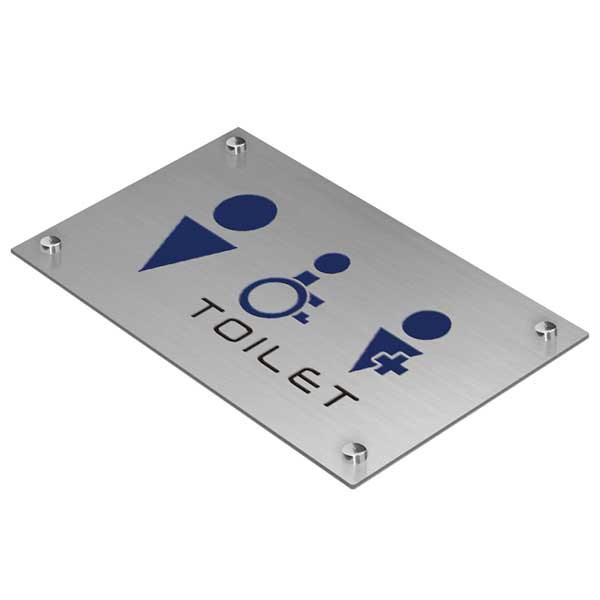 〈ステンレス製〉【トイレプレート（大きいサイズ250mm×150mmシリーズ）】腐蝕、焼付け塗装の本格的高級銘板。《表札工房あかり》