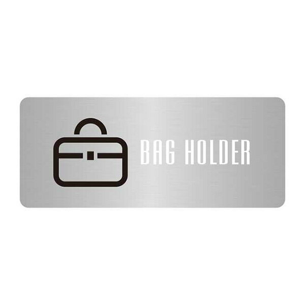 〈ステンレス製〉【オフィスミニプレート】「バッグホルダー」60mm×25mmの小さなドアプレート。《表札..