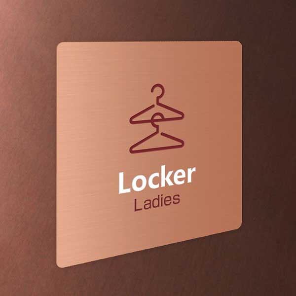 〈銅製〉【オフィスプレート（TYPE-A・正方形）】「女性ロッカールーム」ドアプレート。《表札工房あかり》 2