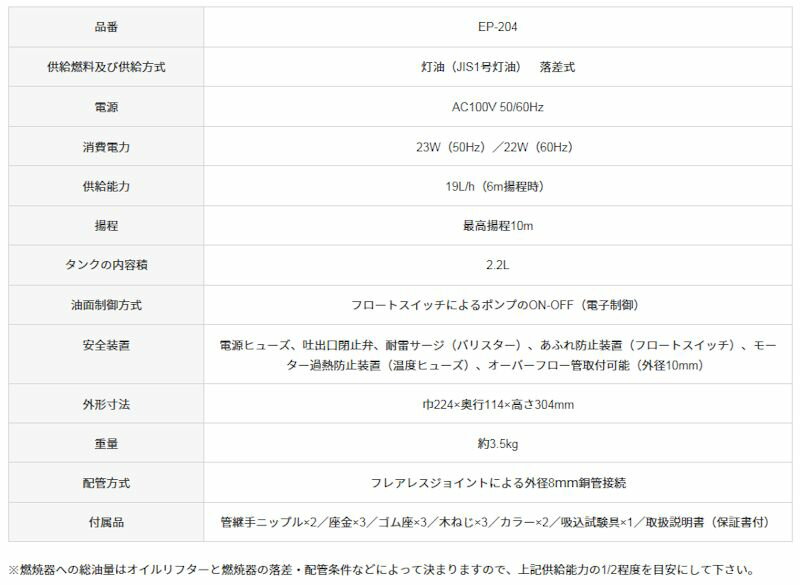 エムケー精工 オイルリフター 灯油自動供給器 EP-204 エムケー精工 オイルリフター 灯油自動供給器 EP-204
