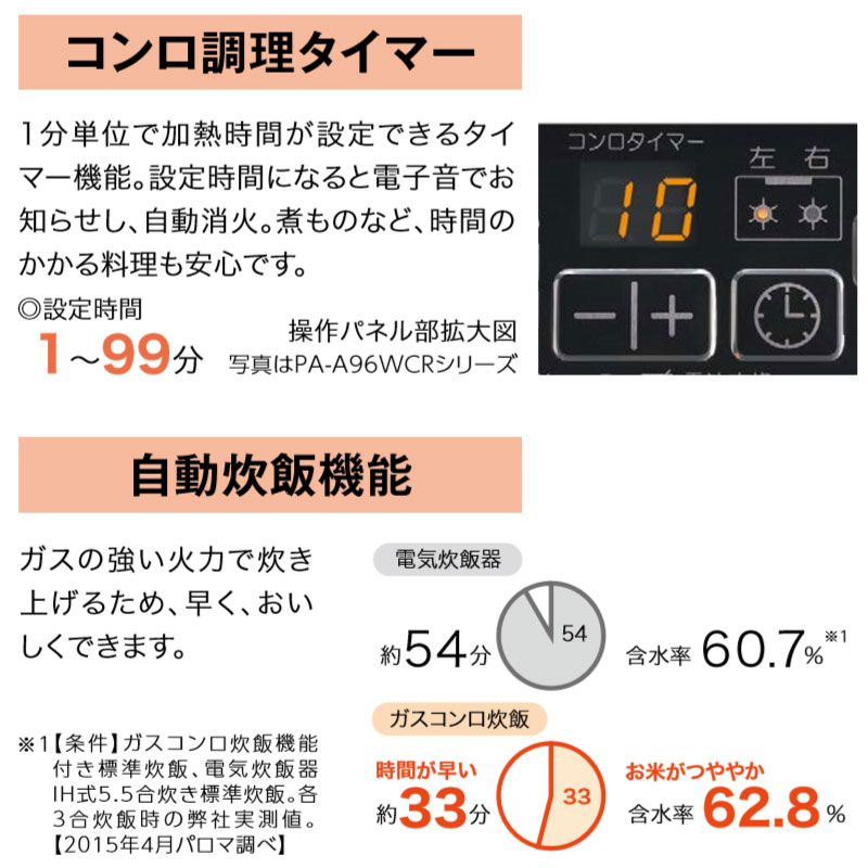 パロマ新グランドシェフプレミアムシリーズPA-A95WCHガステーブル59cmプロパンガス都市ガス両面焼きグリル2口