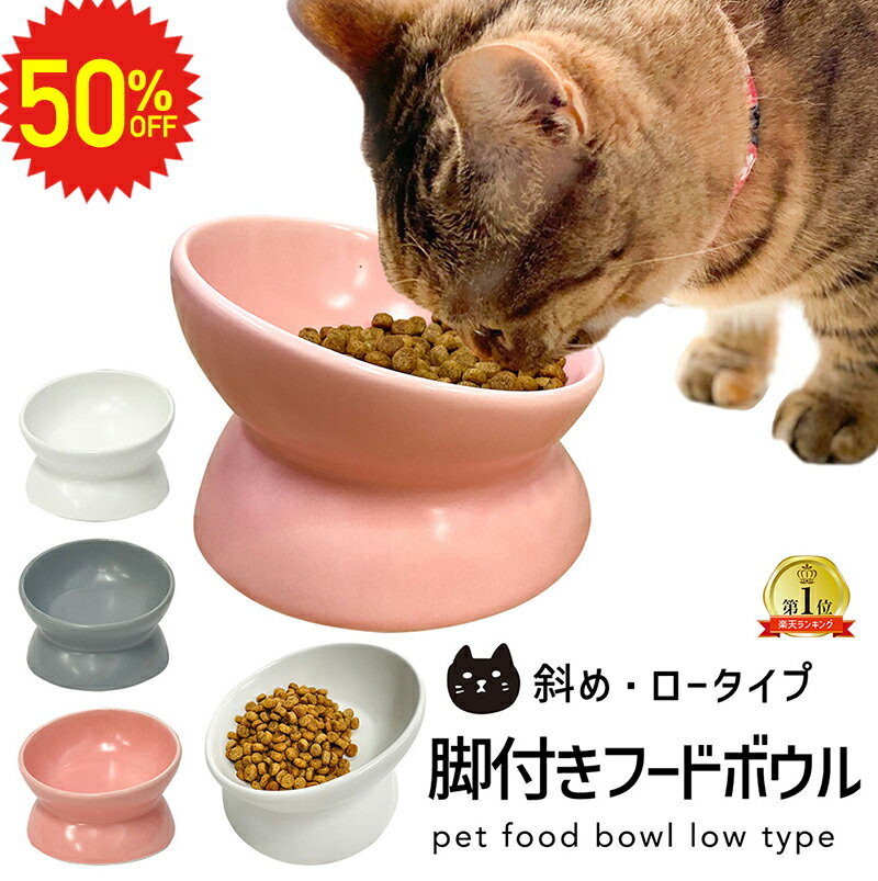 脚付きフードボウル 斜め ロータイプ 猫 小型犬 餌皿 エサ入れ フード エサ皿 食器 エサ 餌入れ 犬 子犬 子猫 傾斜 高い おしゃれ かわいい おすすめ 陶器 高さがある 脚 ペット お皿 台 食べやすい 水 高め セラミック 新商品 送料無料