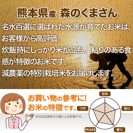 森のくまさん 10kg 特別栽培米 送料無料 熊本県 令和3年産(米/白米 5kg×2) [お米 の ギフト 内祝い お祝い お返し に 熨斗(のし)名入れ 可]