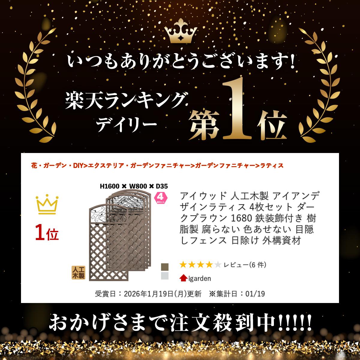 アイウッド 人工木製 アイアンデザインラティス 4枚セット ダークブラウン 1680 鉄...