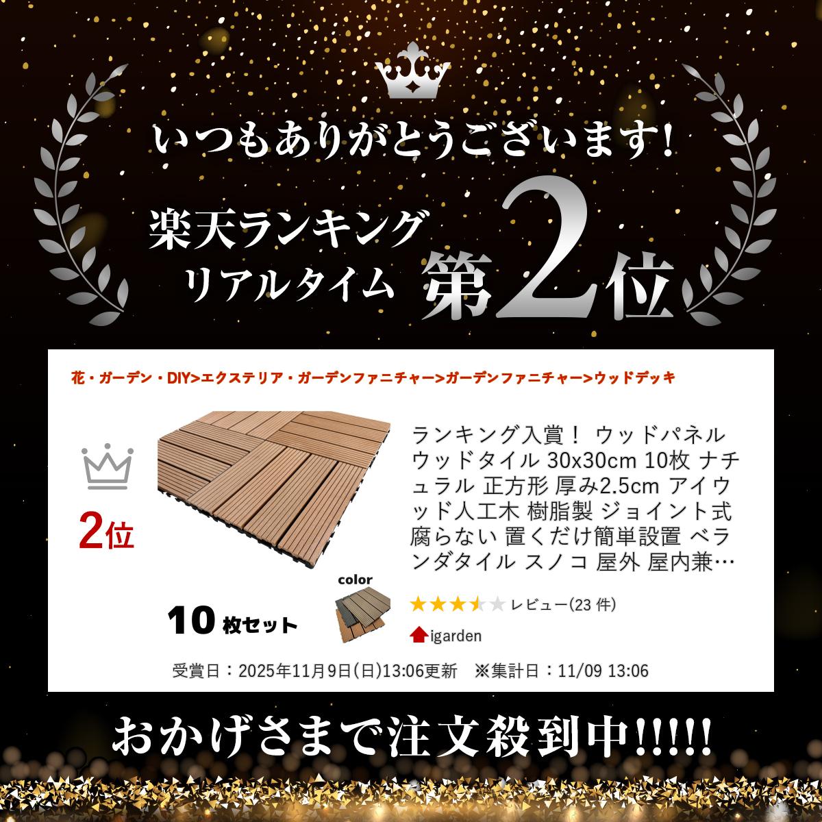 ウッドパネル ウッドタイル 30x30cm 10枚 ナチュラル 正方形 厚み2.5cm アイウッド...