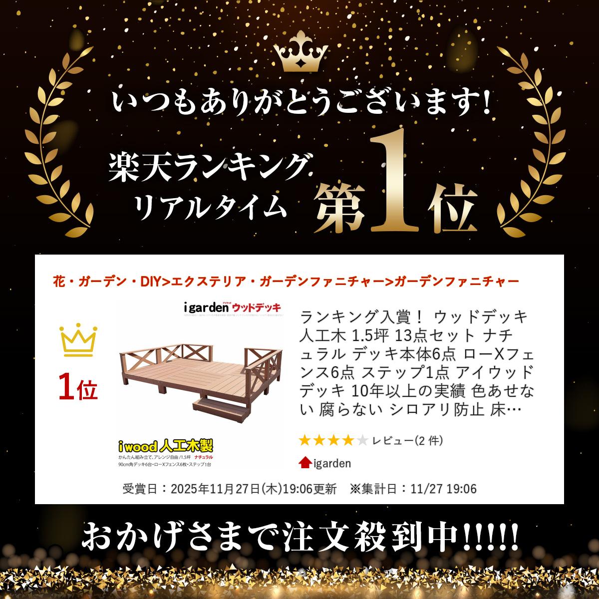 【マラソン中ポイント5倍】ウッドデッキ 人工木 1.5坪 13点セット ナチュラル デッ...