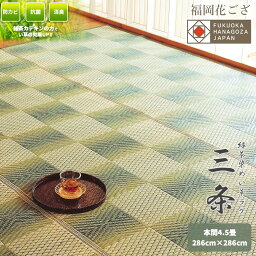 福岡花ござ 【安全・安心の自社工場製】 茶染め い草 カーペット「三条」 本間 3畳191x286cm 花ござ 【送料無料】京間　関西間【10P03Dec16】