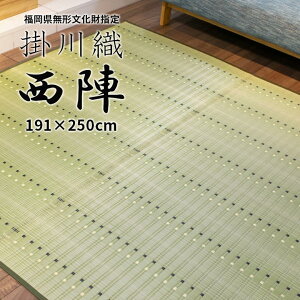 【福岡県指定無形文化財掛川織い草ラグ 色落ちしない】西陣 191×250cm 3畳 3帖 グリーン ござ 茣蓙 い草ラグ 上敷き い草 消臭 抗菌 涼しい 八女茶 特許取得 緑茶染め 緑茶 筑後地方 ワイン グリーン ベージュ【日本・福岡/筑後製】【10P03Dec16】