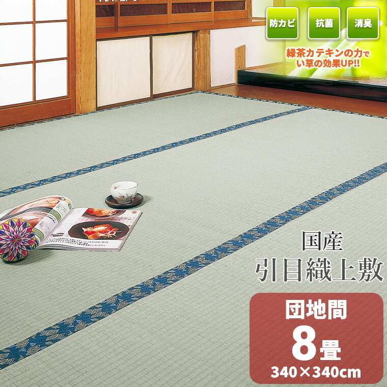 【本間　8畳　約382cm×382cm】国産 上敷き『大川』　両面使用可能　畳の日焼け防止　涼しい　除湿　抗菌　殺菌　消臭　い草　特許取得　フリーサイズ対応 いぐさ　い草　ござ　茣蓙　御座　　上敷き